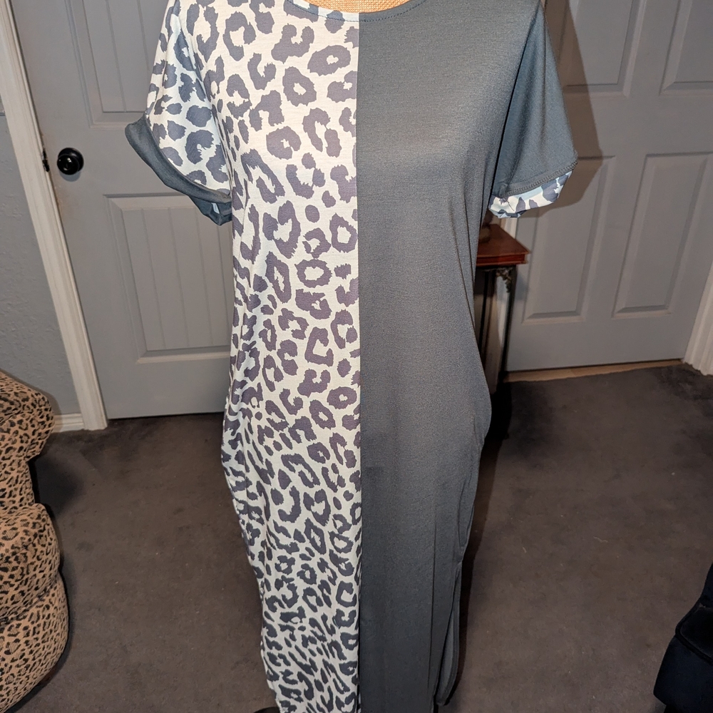 Gray Leopard Print Women's Dress